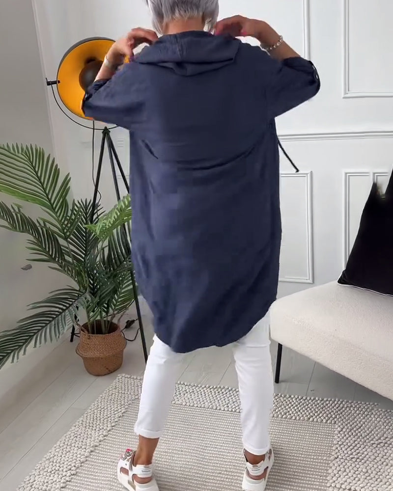 Hooded button-down coat with printed letters 202466 coats spring summer