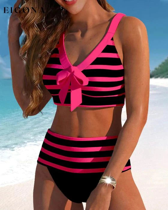High Waist Stripe Print Bikinis