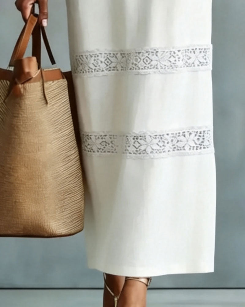 Sleeveless Lace Patchwork Dress