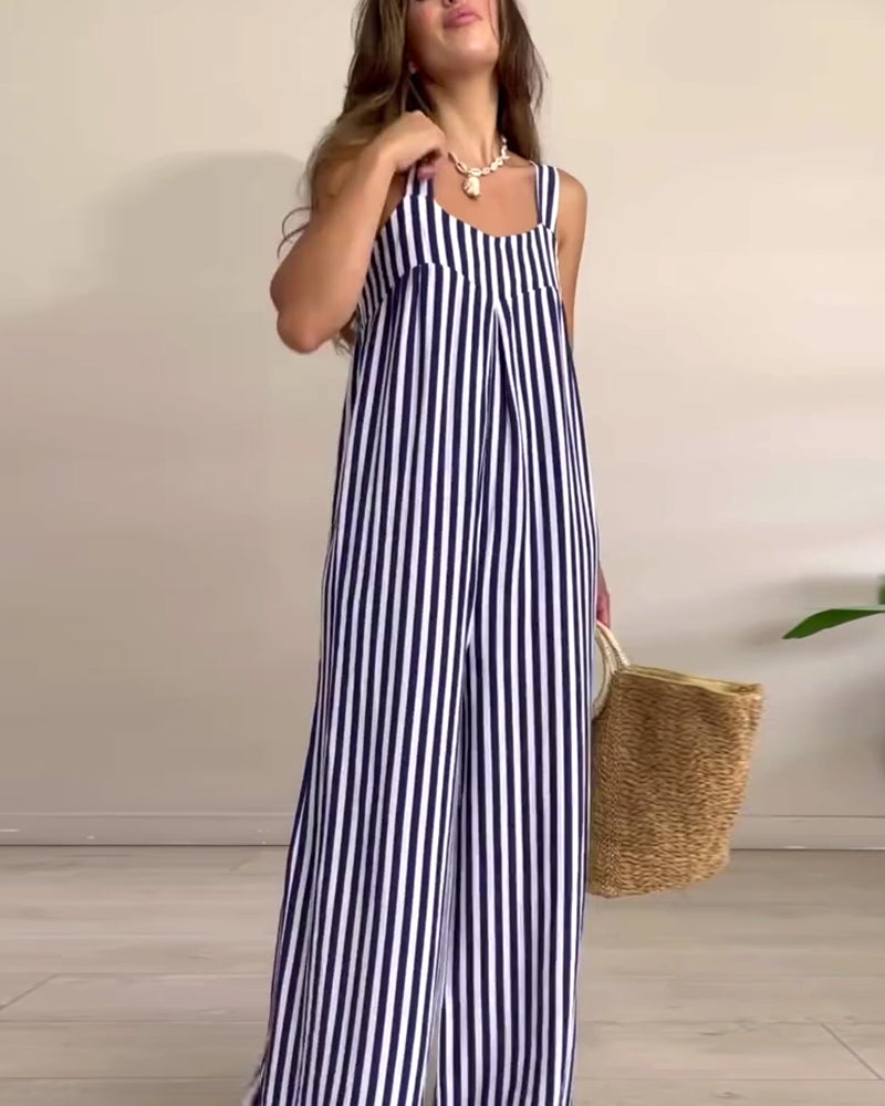 Modischer Jumpsuit mit Streifen und geradem Bein