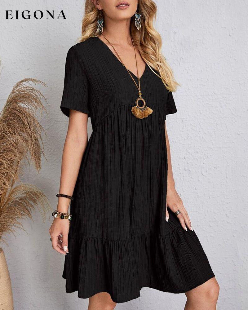 Solid Color Dress with Short Sleeves 23BF Casual Dresses Clothes Dresses SALE Summer