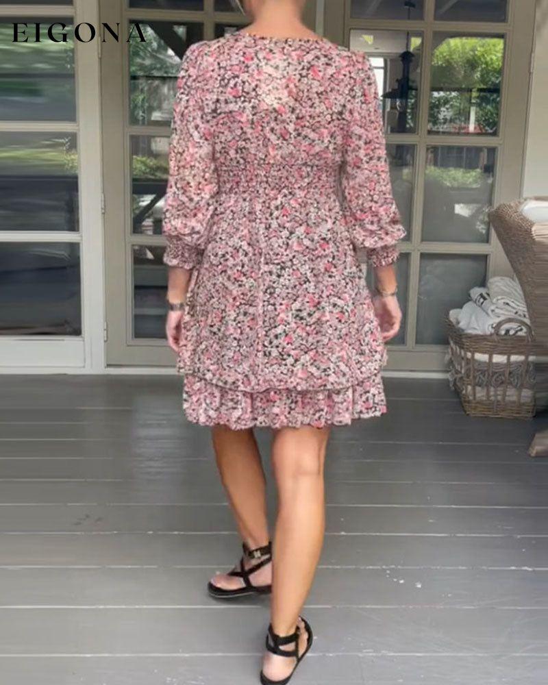 Square Neck Floral Print Casual Dress 23BF Casual Dresses Clothes Dresses Spring Summer vacation dresses