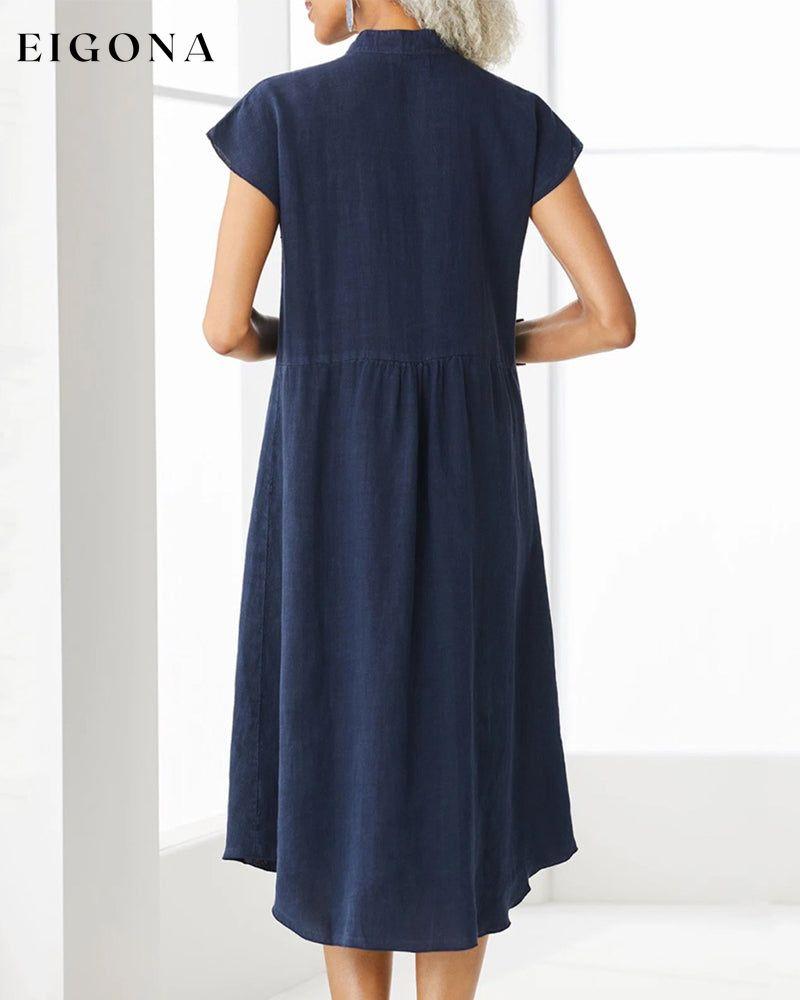 Stand collar single breasted pocket dress 23BF Casual Dresses Clothes Dresses Summer