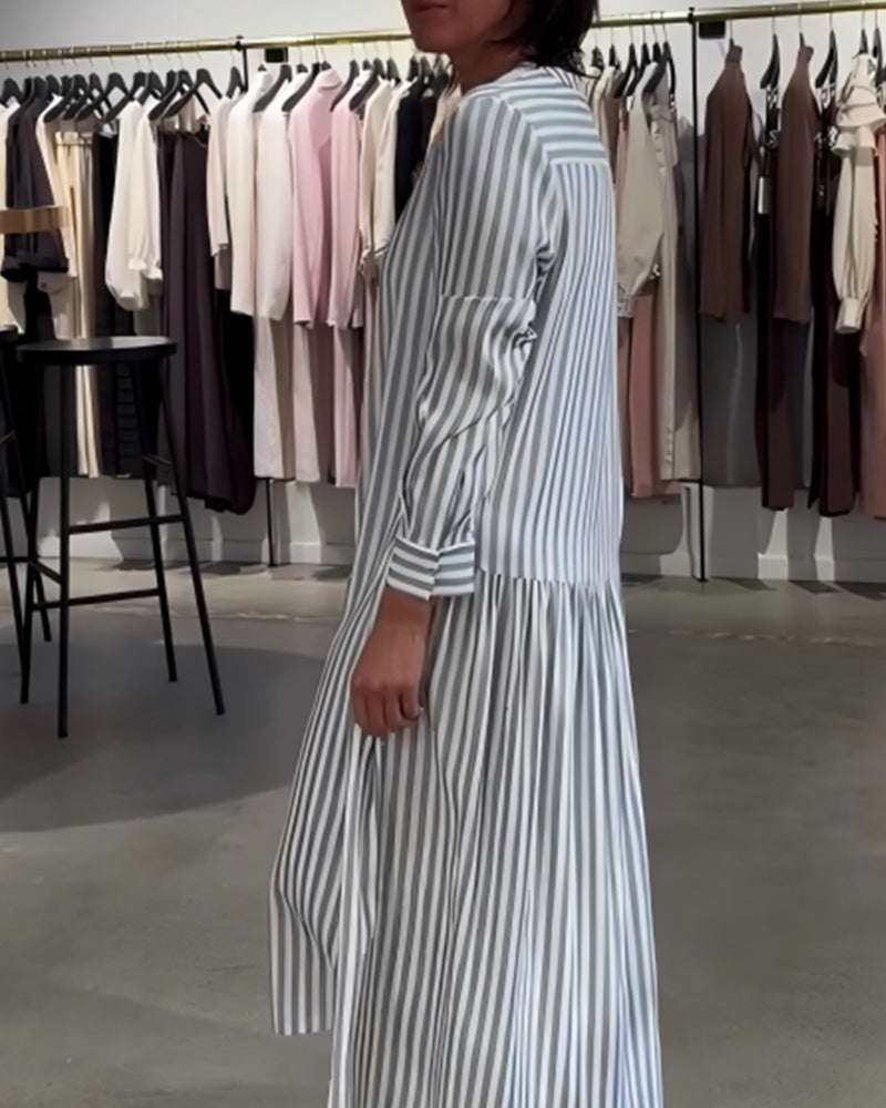 Striped Side Slit Maxi Dress