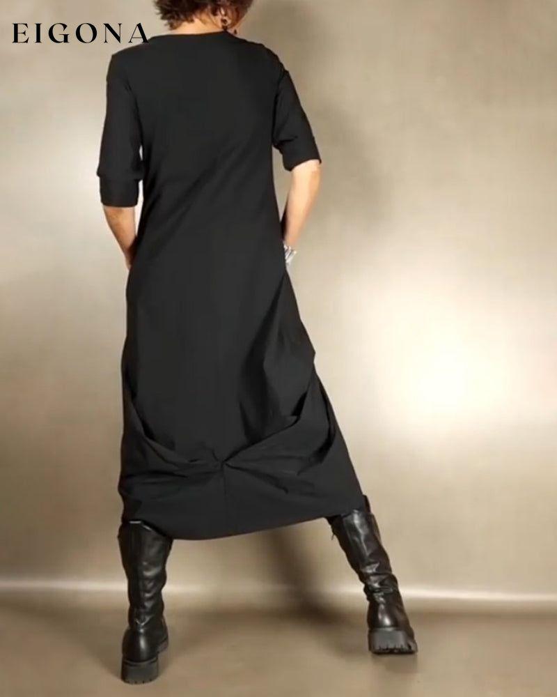 Loose A-Line Round Neck Pocket Dress 2023 f/w 23BF casual dresses Clothes Dresses spring