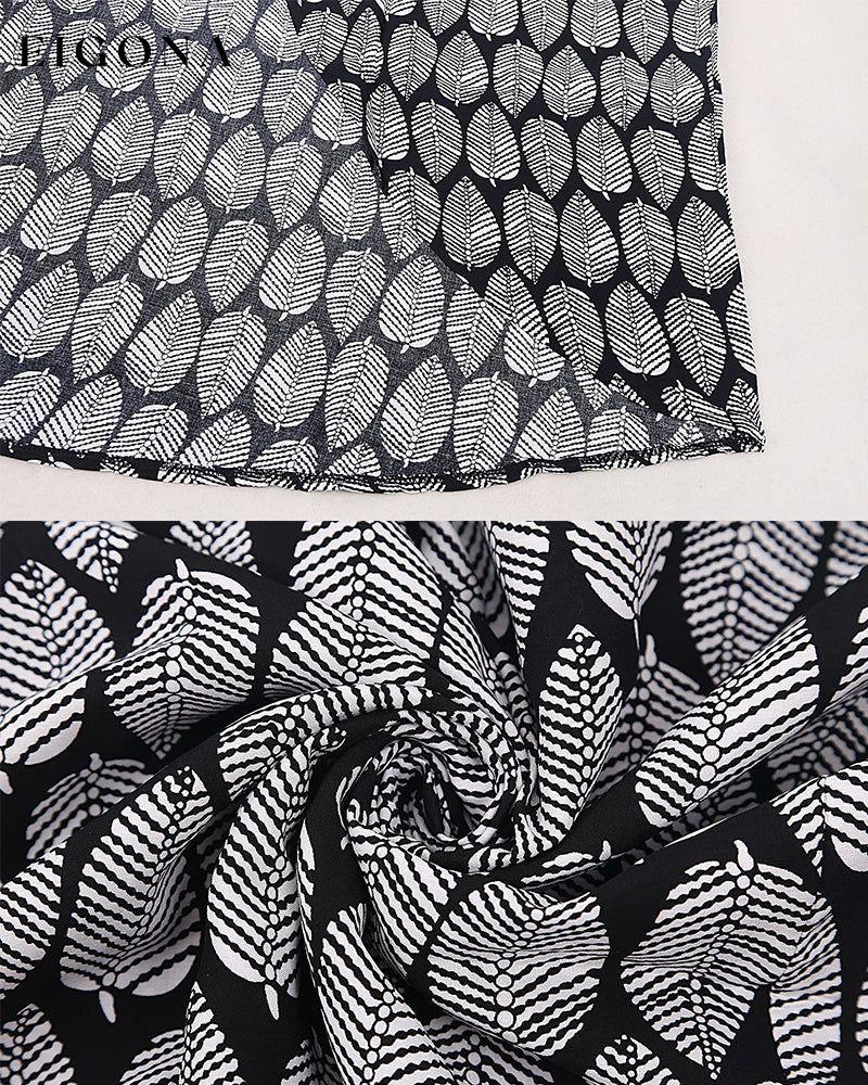 Leaf print beach swimsuit blouse 23BF Clothes Cover-Ups Summer Swimwear