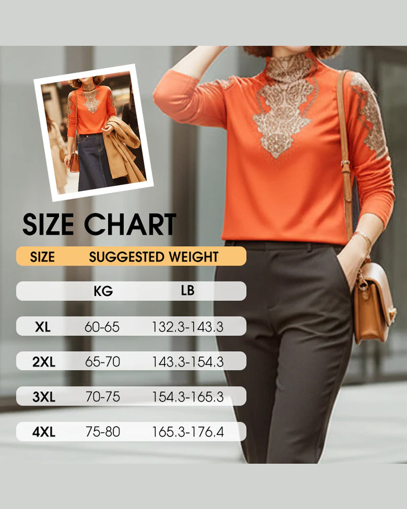 Elegant Printed Fitted Women's Stand Collar Top