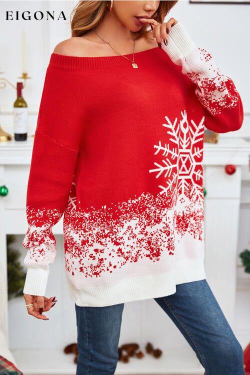 Off-Shoulder Long Sleeve Sweater clothes SF Knit Ship From Overseas