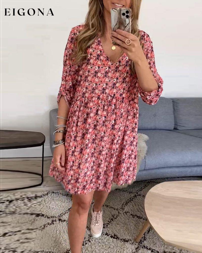 Cute V Neck A-Line Casual Dress 23BF Casual Dresses Clothes Dresses Spring Summer vacation dresses