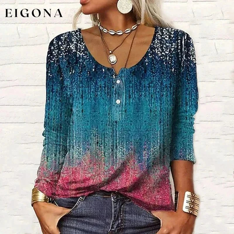 Vintage Gradient Print Blouse best Best Sellings clothes Plus Size tops Topseller