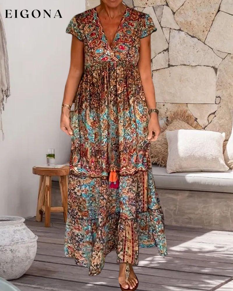 Printed V-neck summer dress 23BF Casual Dresses Clothes Dresses Spring Summer