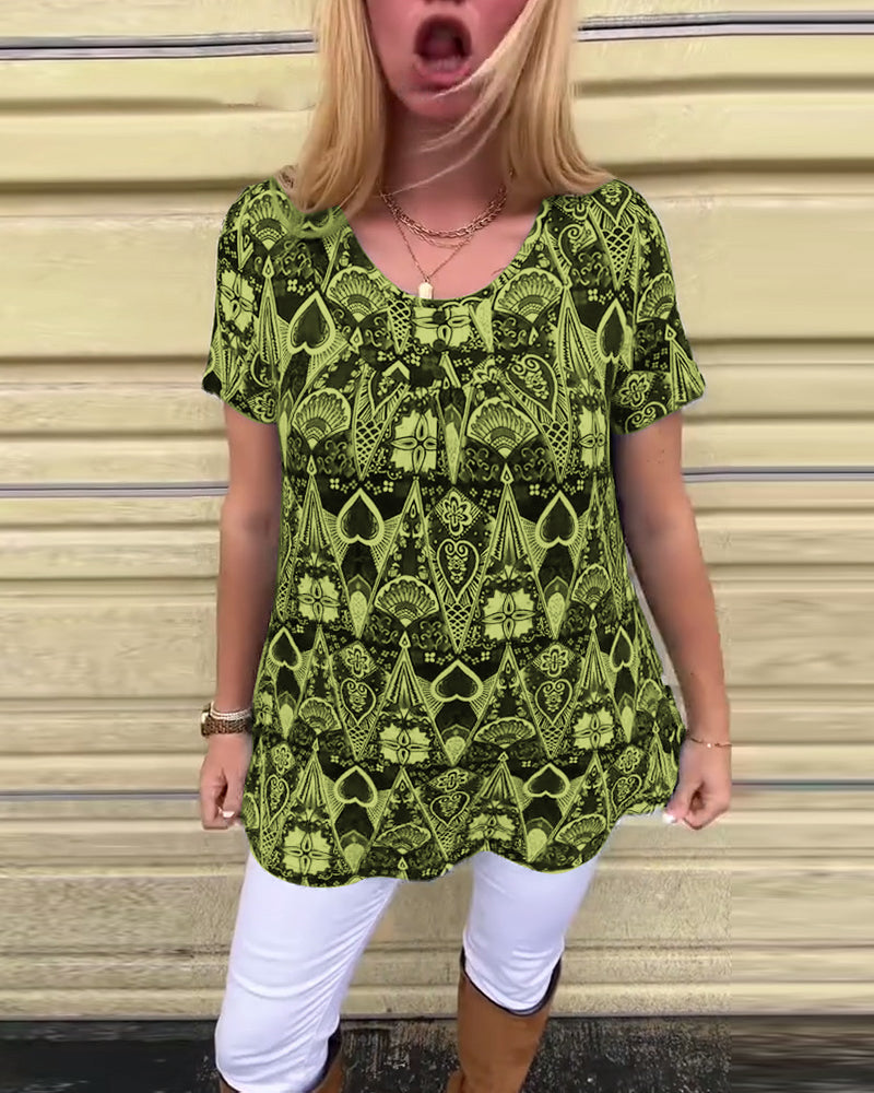 Lässiges Retro-T-Shirt mit Rundhalsausschnitt und Aufdruck