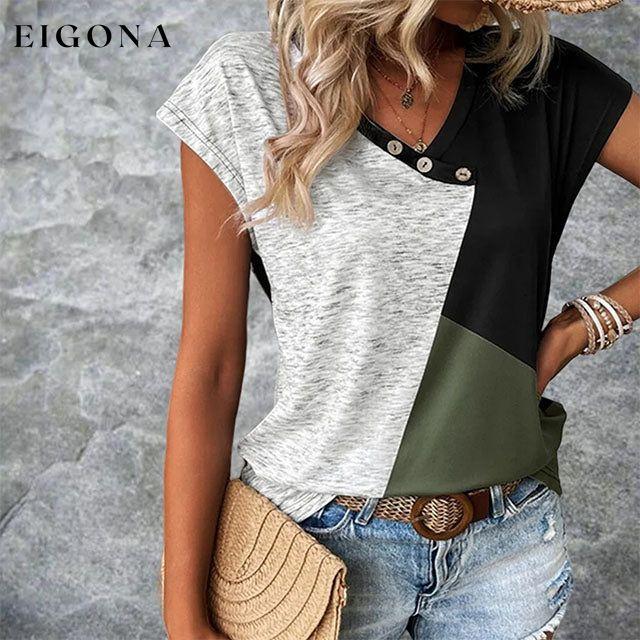 Casual Contrast Color T-Shirt best Best Sellings clothes Plus Size Sale tops Topseller