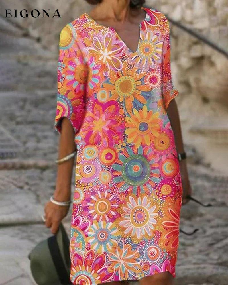 Colorful1/2 sleeve dress Red 23BF casual dresses Clothes Dresses Spring summer