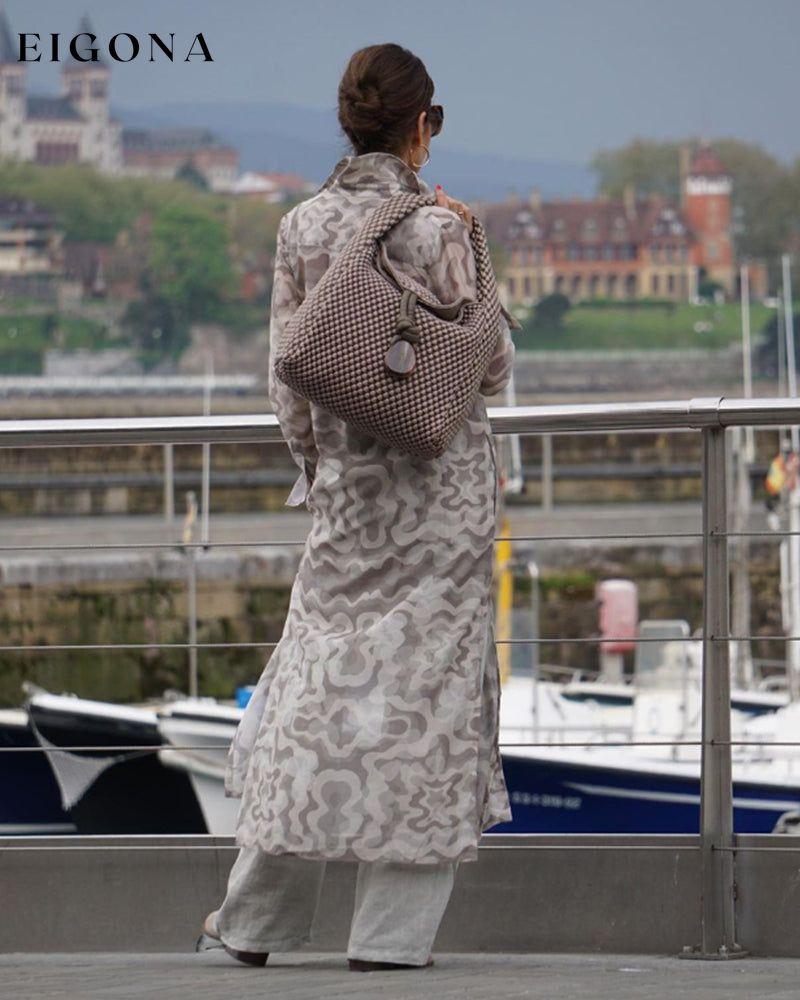 Ripple print elegant thin shirt dress 23BF Cardigans Casual Dresses Clothes Dresses Summer