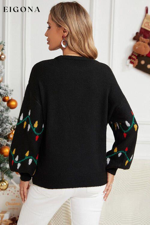 Round Neck Pattern Lantern Sleeve Sweater christmas sweater clothes Ship From Overseas Sweater sweaters Yh