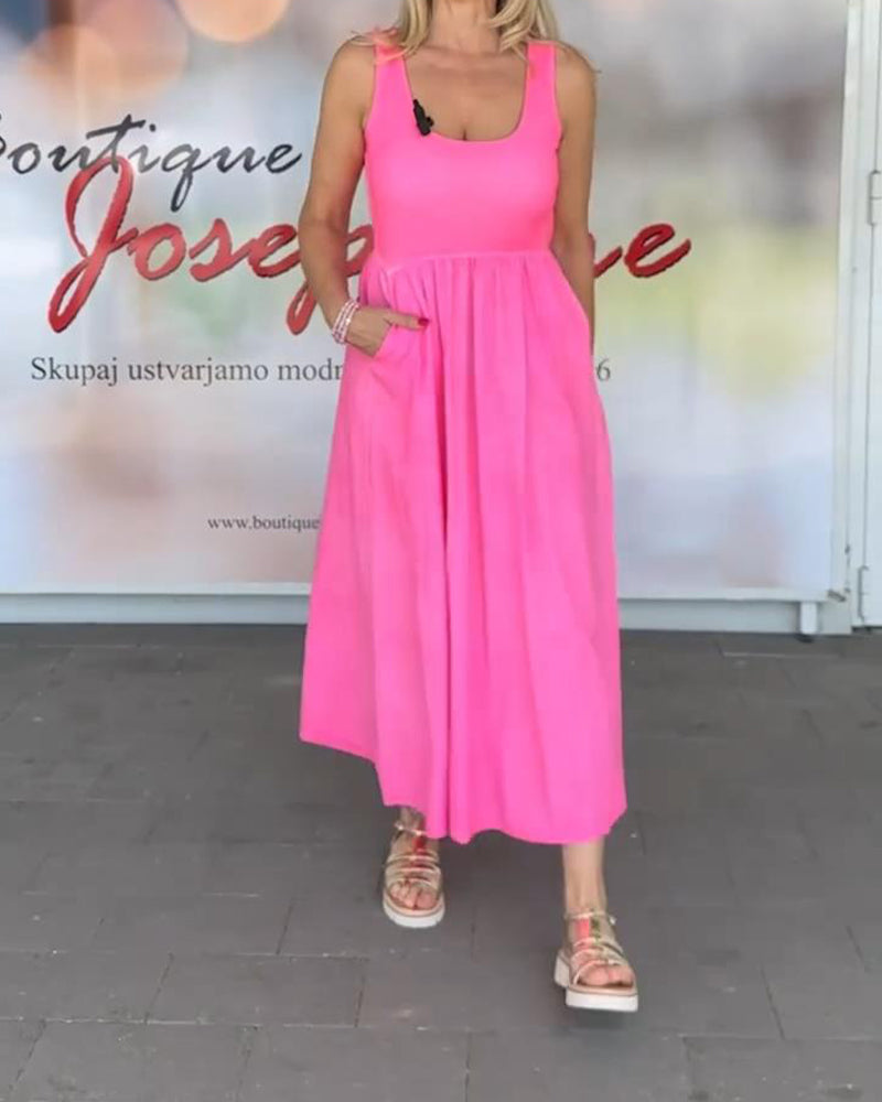 Ärmelloses, taillenbetontes A-Linien-Kleid