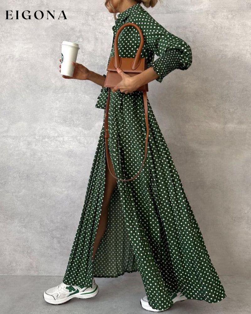 Lapel Long Sleeve Dress with Split casual dresses spring summer