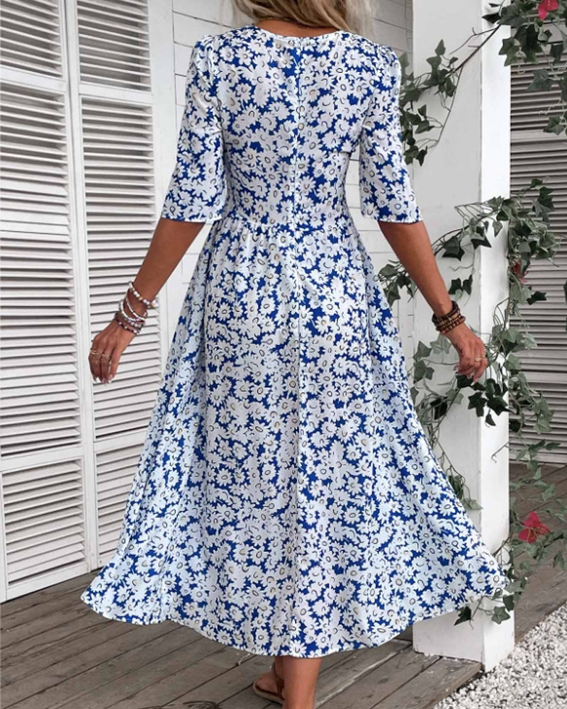 Fresh floral slim fit dress casual dresses summer