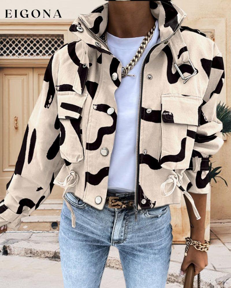 Abstract Print Zip-Up Coat 2023 f/w 23BF clothes jackets & coats Tops/Blouses