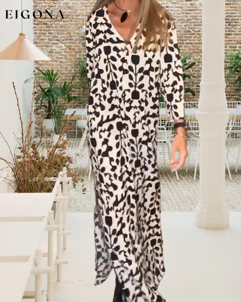 V-neck long-sleeved loose dress 23BF Casual Dresses Clothes Dresses Spring Summer