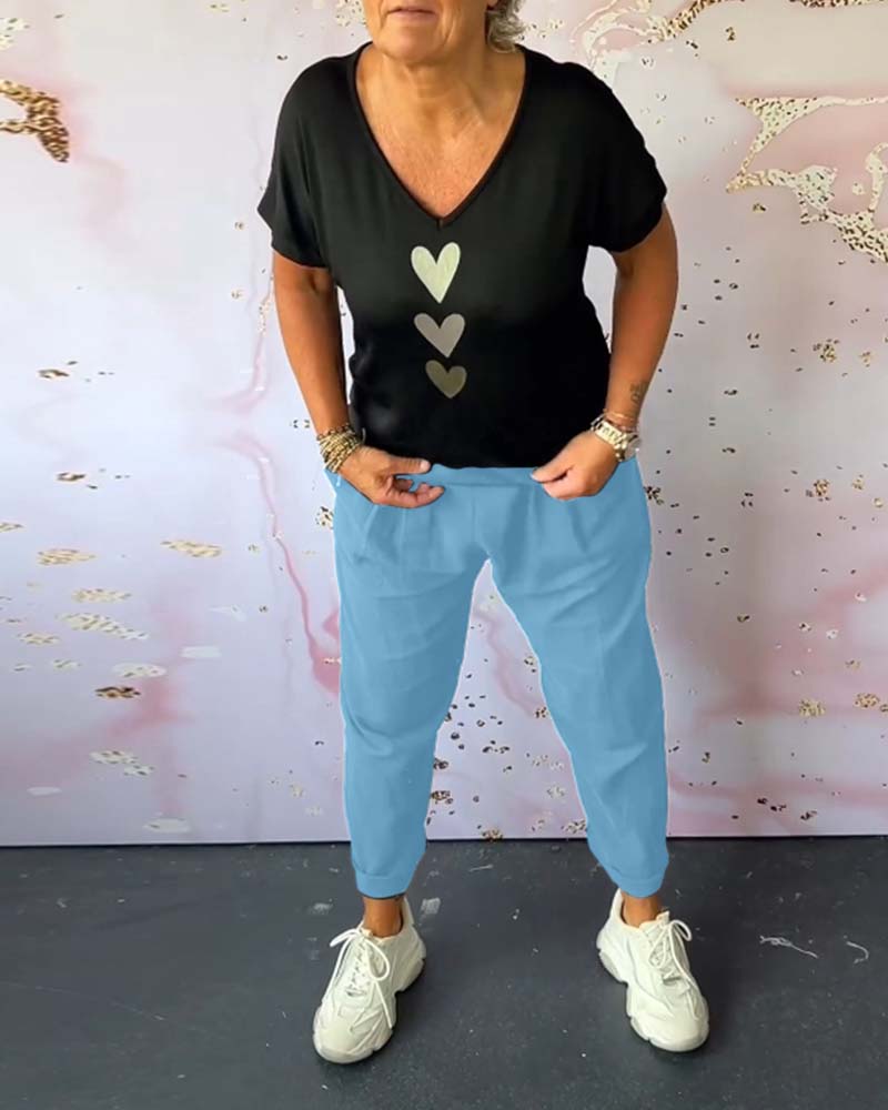 Ensfarget lommekomfort casual bukser