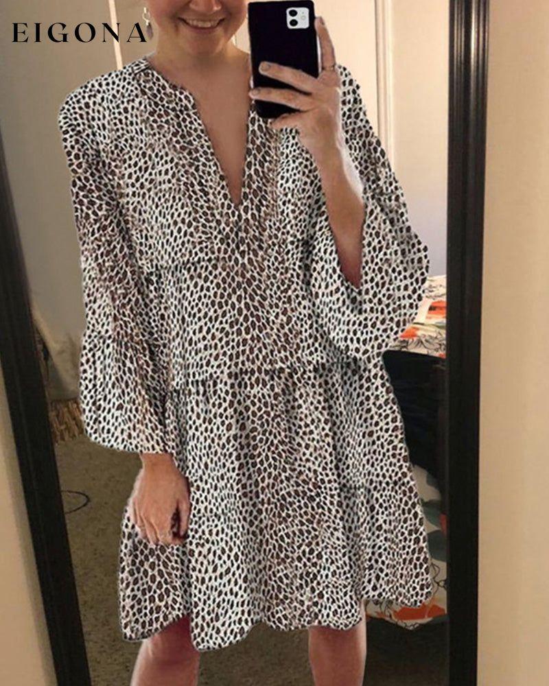 Leopard-print Knee Length Dress 23BF casual dresses Clothes Dresses Spring Summer