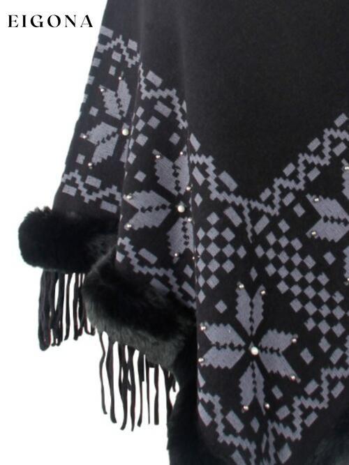 Fringe Geometric Cape Sleeve Poncho christmas sweater clothes Drizzle poncho Ship From Overseas Sweater sweaters