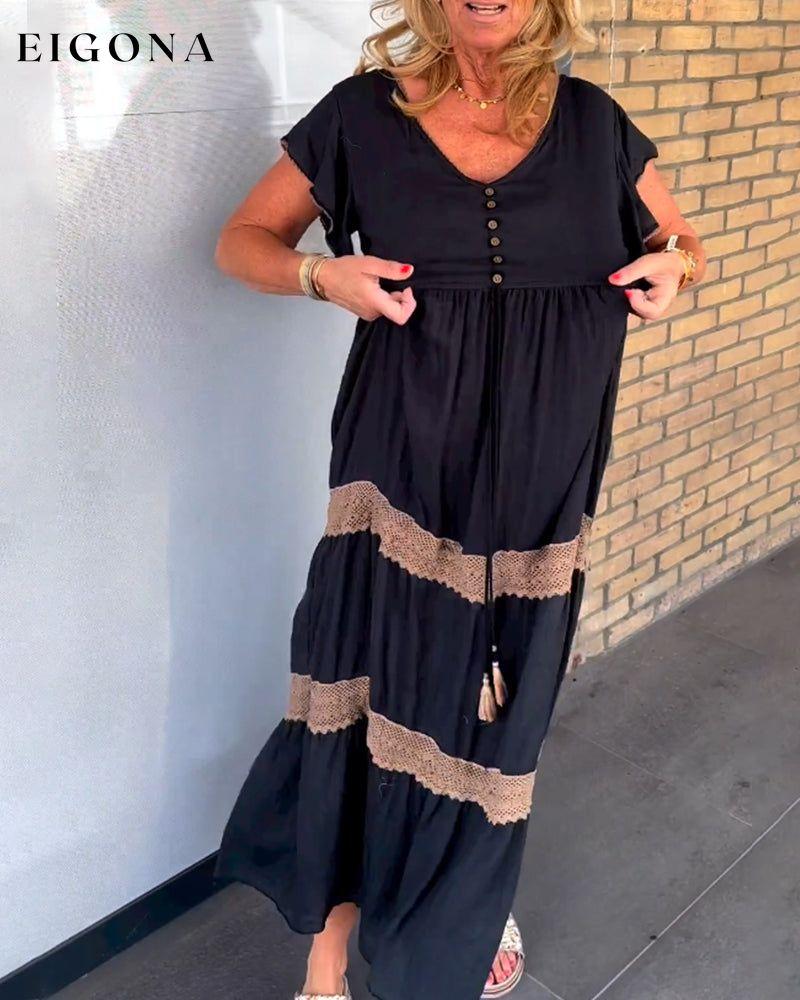 Ruffled sleeve v-neck dress Casual Dresses Clothes Dresses SALE Spring Summer