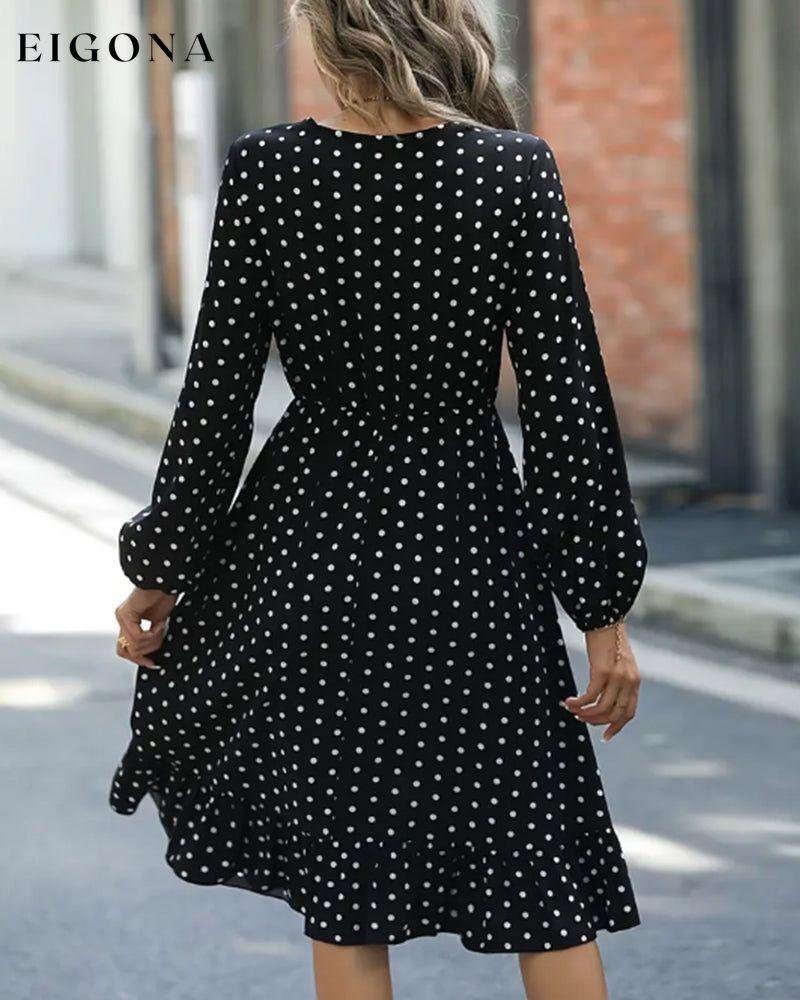 Dot print long sleeve elegant dress 23BF Casual Dresses Clothes Dresses Spring Summer