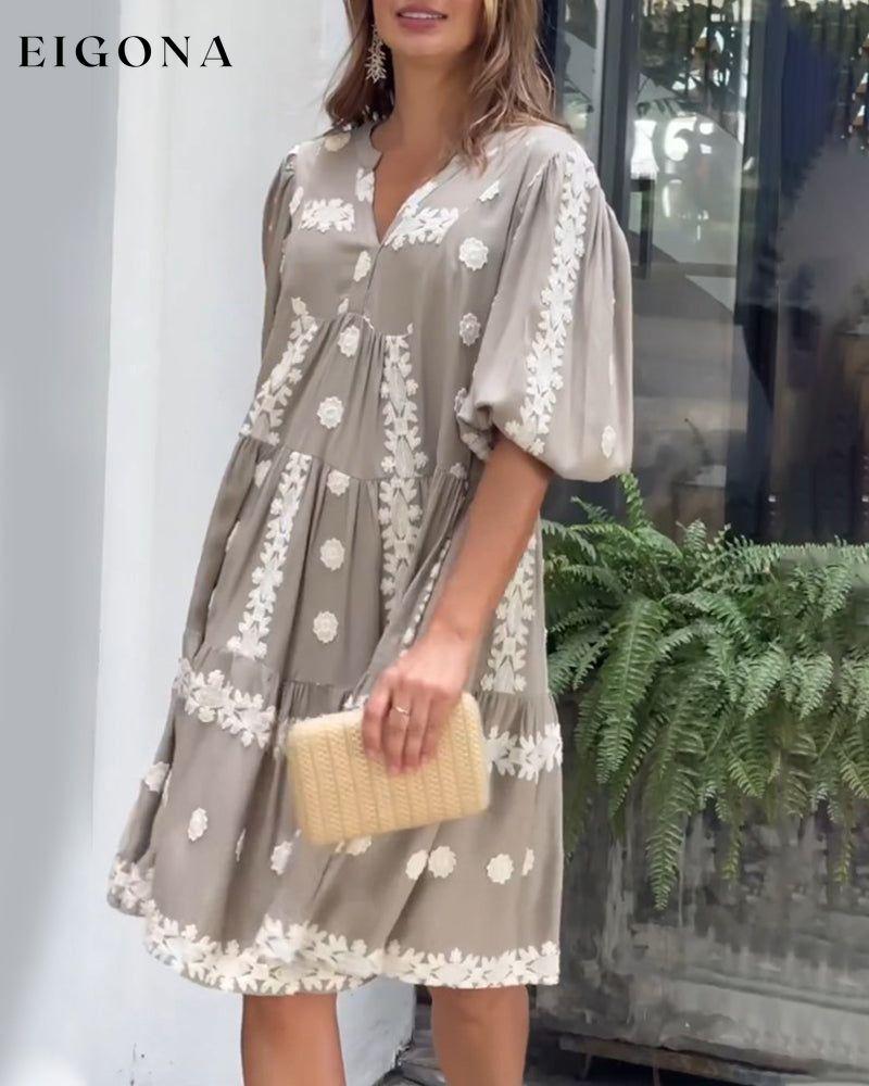 V neck puff sleeve dress 23BF Casual Dresses Clothes Dresses Spring Summer