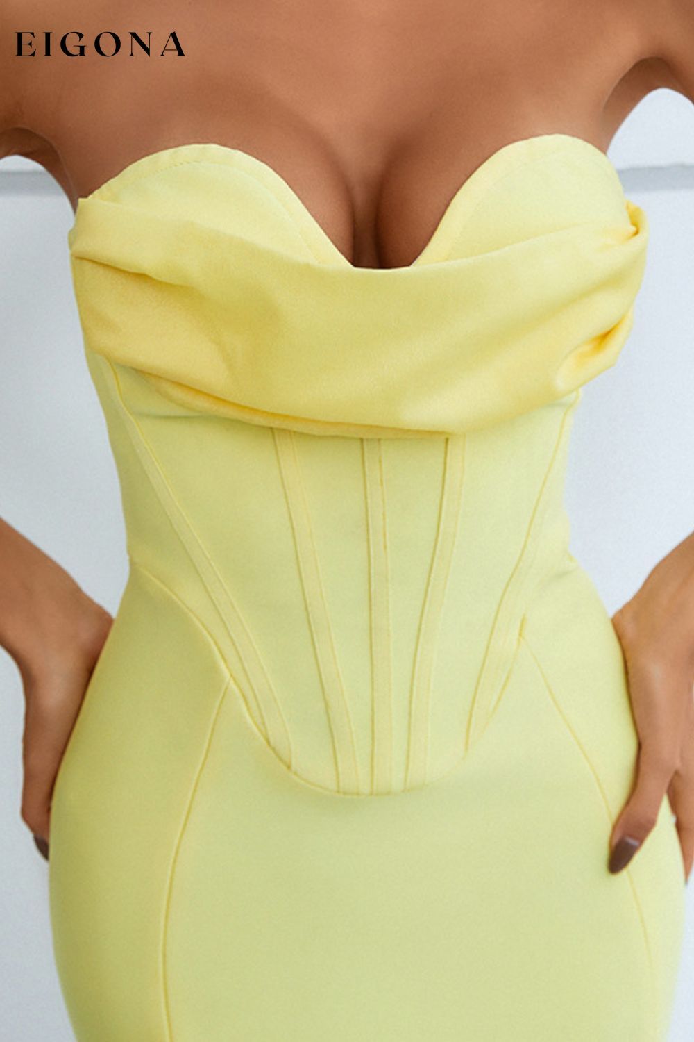 Seam Detail Strapless Sweetheart Neck Bodycon Dress clothes dress dresses formal dress formal dresses midi dress midi dresses NF Ship From Overseas