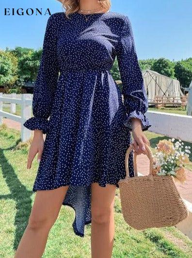 Printed Round Neck Long Sleeve Dress casual dress casual dresses clothes dress dresses long sleeve dress long sleeve dresses Ship From Overseas wigs Y@X@N@H