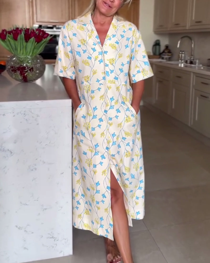 Lässiges Hemdkleid mit Reverstasche und Blumenmuster