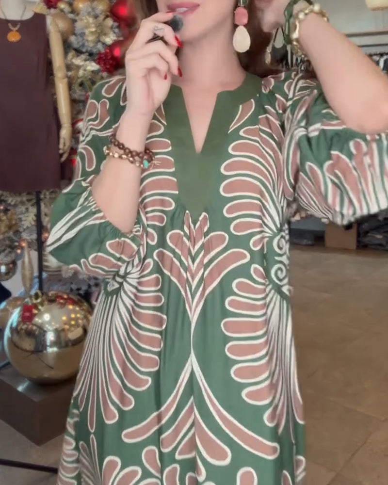 Bohemian Style V-Neck Resort Dress