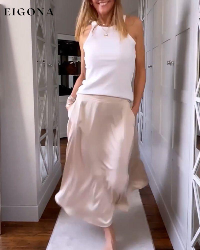 Elegant solid color skirt 23BF Casual Dresses Clothes Dresses SALE Spring Summer