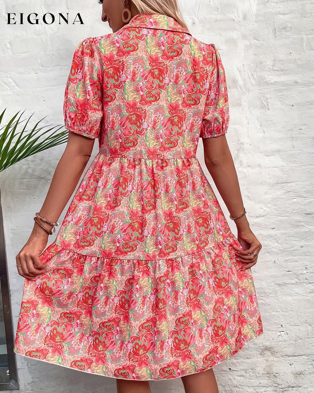 Floral Print Short Sleeve Dress Casual Dresses Clothes Dresses SALE Spring Summer