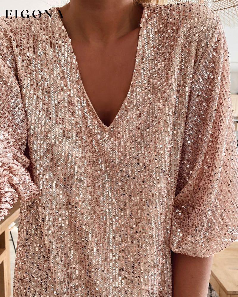 Sequin V-neck party Dress 2023 f/w 23BF Christmas Clothes Dresses Evening Dresses party dresses