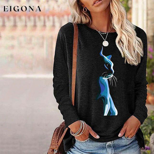 【100% Cotton】Casual Cat Print T-Shirt 100% Cotton best Best Sellings clothes Plus Size Sale tops Topseller