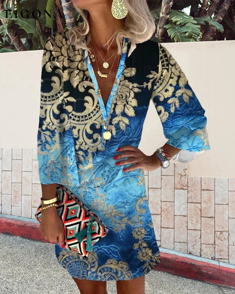 Bohemian style long sleeve dress 23BF casual dresses Clothes Dresses Spring Summer