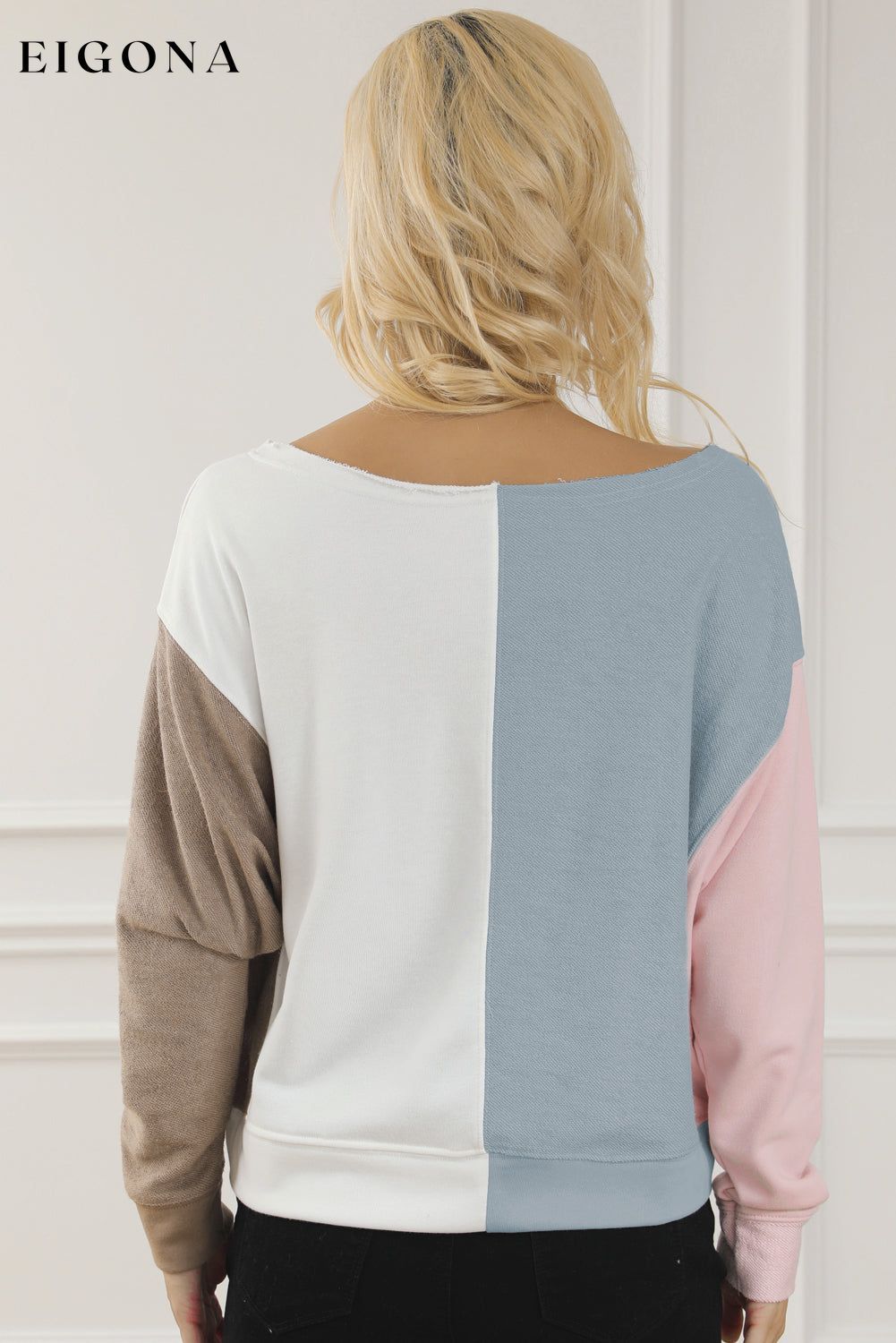 Multicolour Colorblock Dolman Sleeve Sweatshirt Sweater Top All In Stock clothes Color Blue Color Multicolor Color Pink Occasion Daily Print Color Block Season Fall & Autumn Style Casual Sweater sweaters