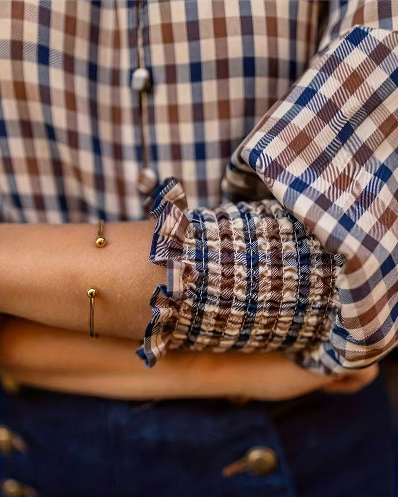 V-Neck Plaid Print Shirt