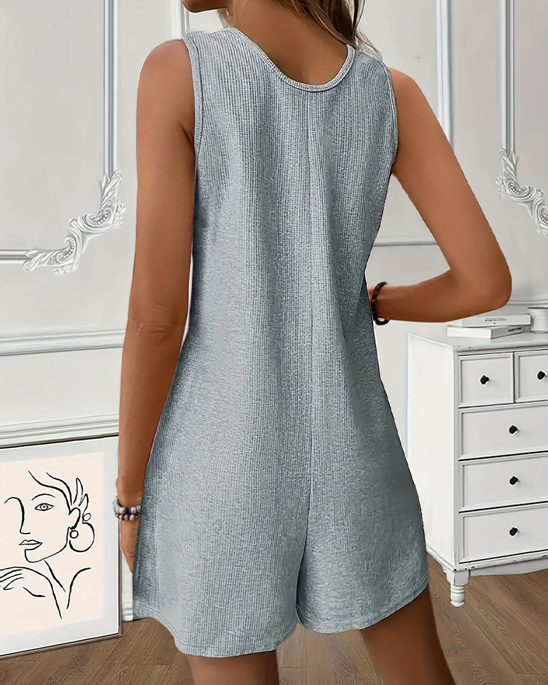 Button Pocket Vest Jumpsuit