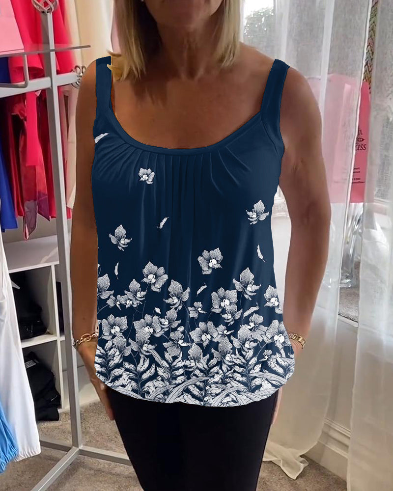 Tanktop-T-Shirt mit Blumendruck