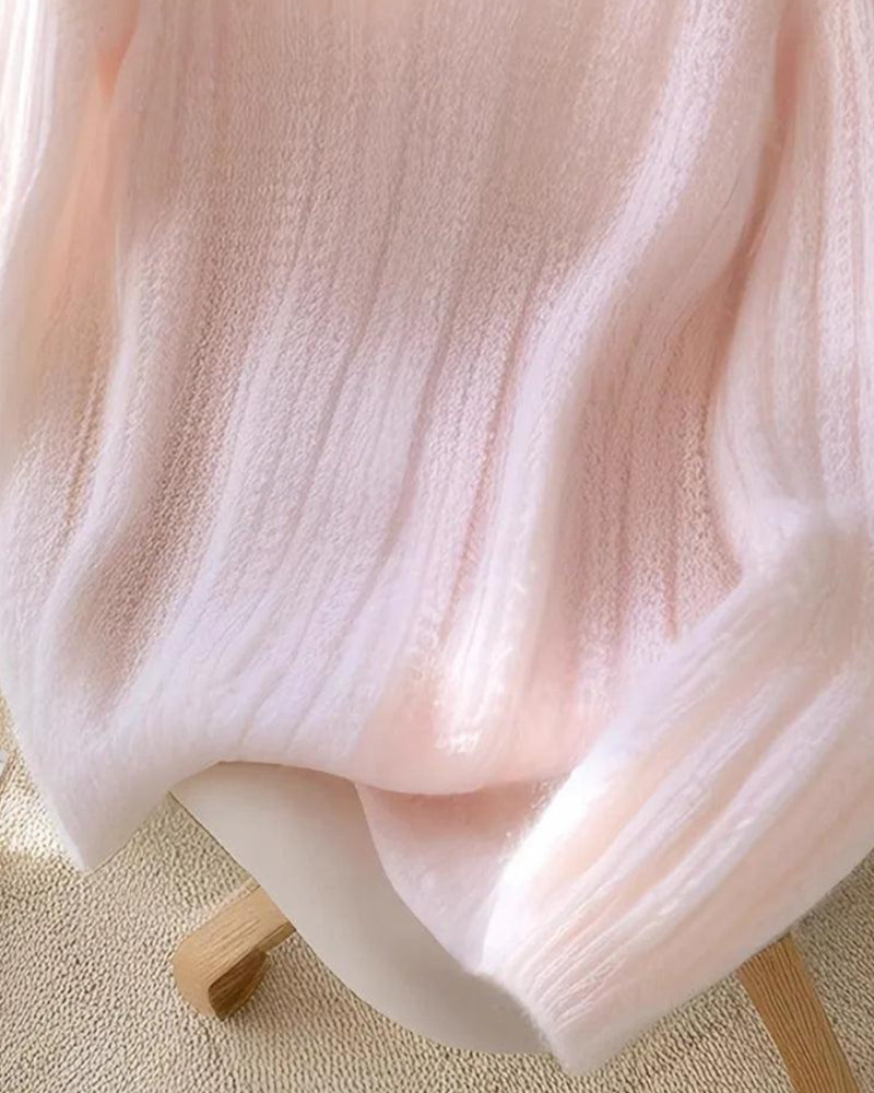 Solid Color V-Neck Elegant Jumper