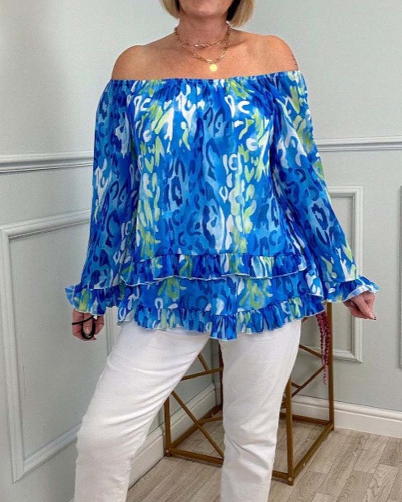 Long-Sleeved Printed Blouse