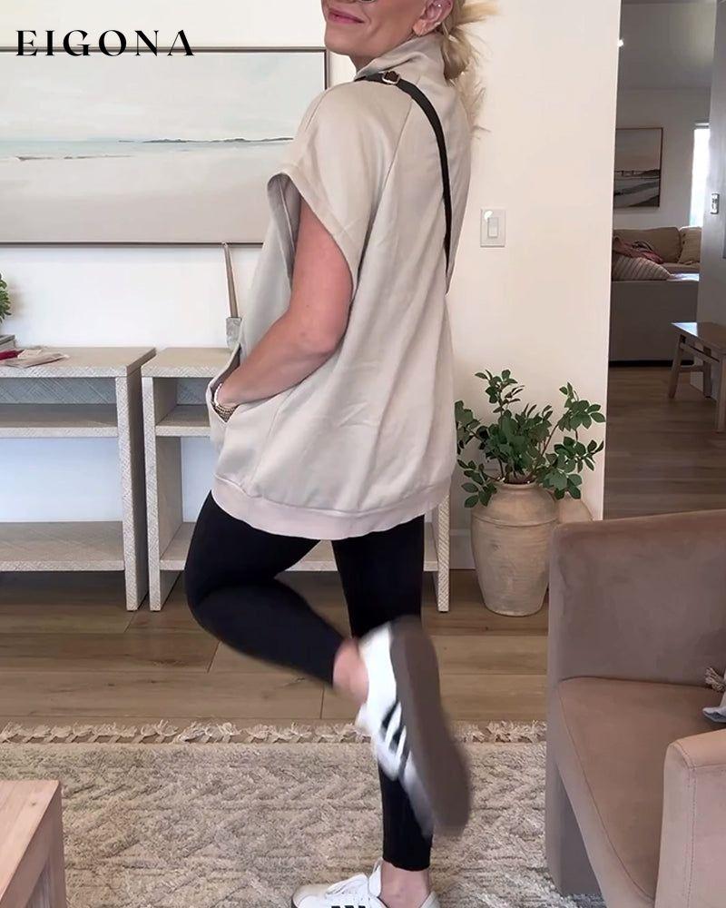 Solid color double pocket zipper casual coat coats summer