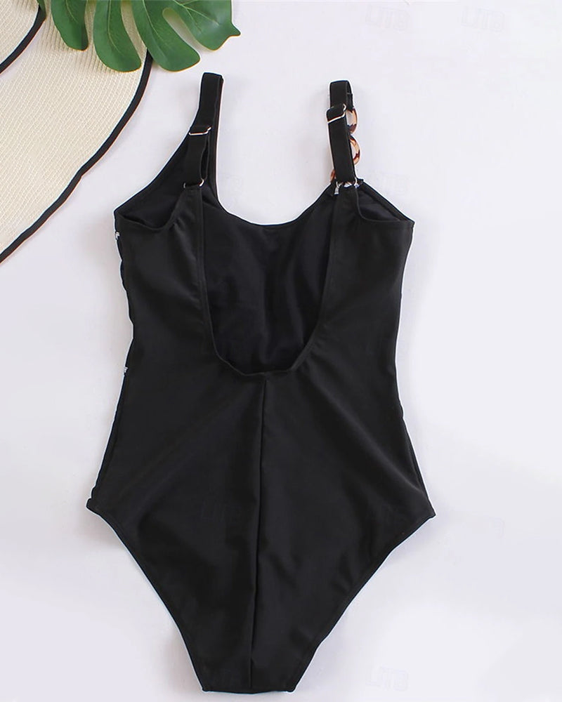 Einteiliger Badeanzug mit Metallketten-Print