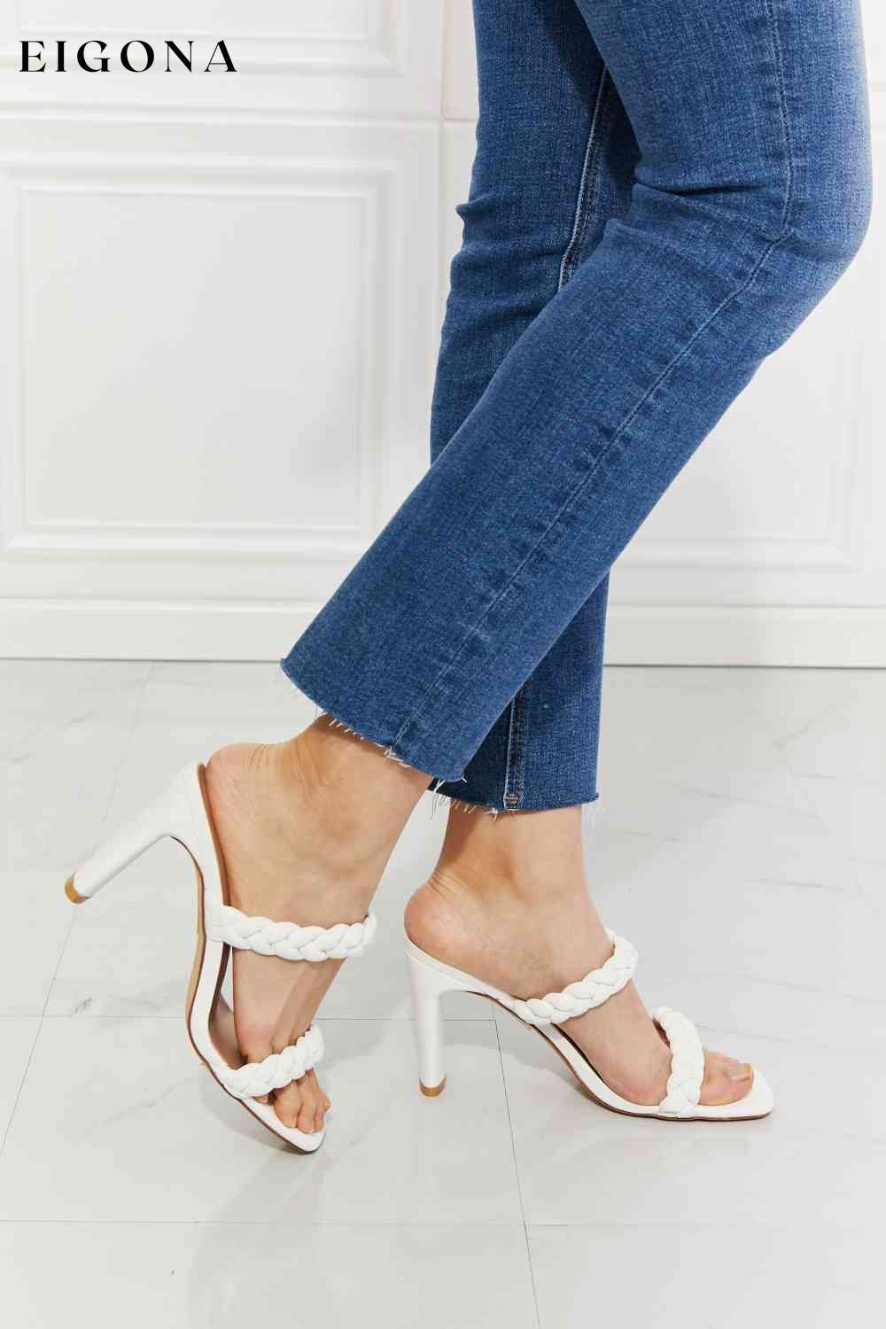 In Love Double Braided Block Heel Sandal in White Melody Ship from USA shoes womens shoes