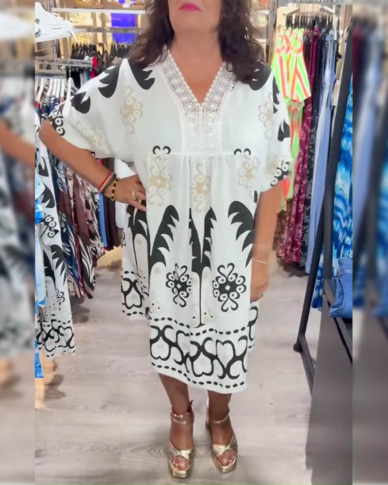 Bohemian V-Neck Lace Dress